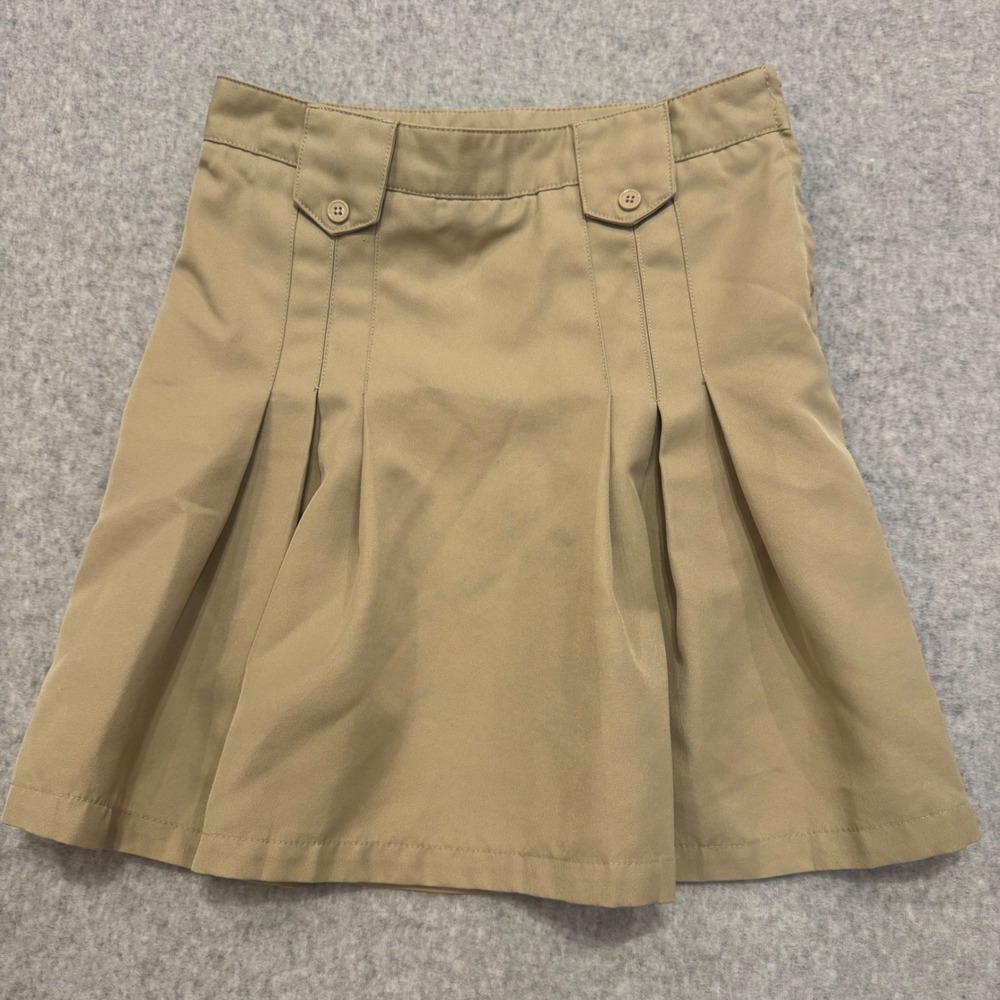 French Toast Girls Khaki Pleated School Uniform Skirt Tan Size 12 Side Zip